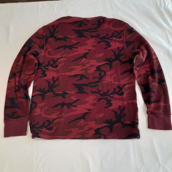 Polo Ralph Lauren Men's Large Long Sleeve‎ Shirt Red Black Camouflage - Picture 3 of 7